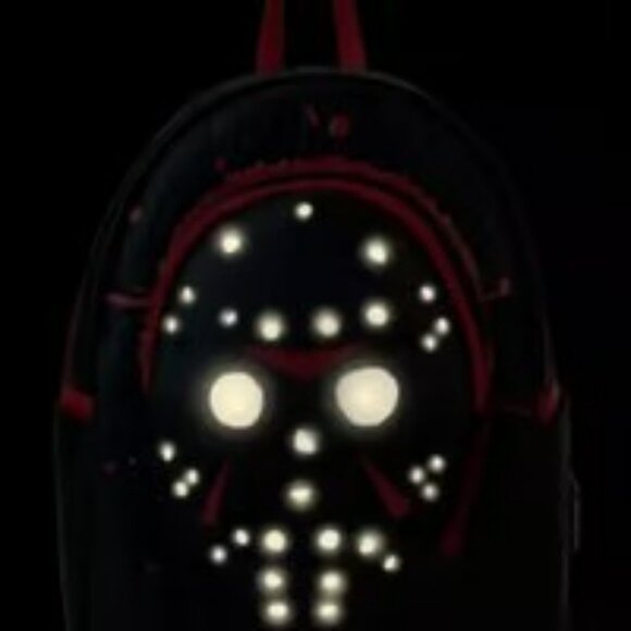 Loungefly Friday The 13th Exclusive Jason Mask Light Up Mini Backpack NWT - Picture 2 of 6